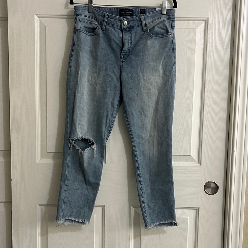 Lucky Brand Light Blue Ripped Ankle Jeans
